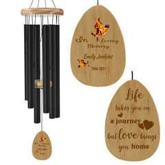 Personalized Memorial Wind Chimes-30 Inch, 6 Tubes, 4 Colors-Pine Wood Series,Design C