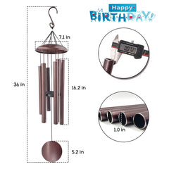 Personalized Birthday Gift Wind Chimes-36/45 Inch, 6 Tubes,Bronze