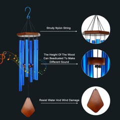 Outdoor Beautiful Melodies Wind Chimes-6 Tubes, 30 Inch, Blue