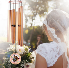 Personalized Wedding Anniversary Wind Chimes-36/45 Inch, 6 Tubes, Black-Metal Ring Series, Design A