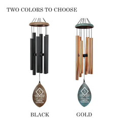 Personalized Anniversary Wind Chimes-35 inch, 6 Tubes, Golden/Black-Leaf Style B