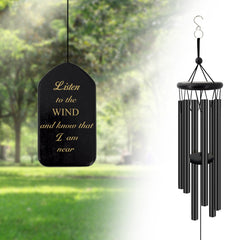 Personalized Memorial Wind Chimes-26 inch, 6 Tubes, White/Black