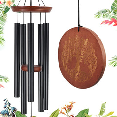 Tree of Life Wind Chimes-5 Tubes, 36 Inch, Black