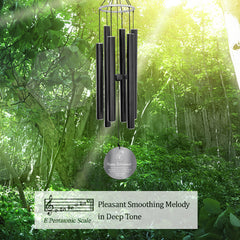 Personalized Retirement Gift Wind Chimes-36 Inch, 6 Tubes，Black-Metal Ring Series