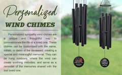 Personalized Memorial Wind Chimes-38 Inch,8 Tubes, Black-Metal Ring Style, Father's Memory Gift