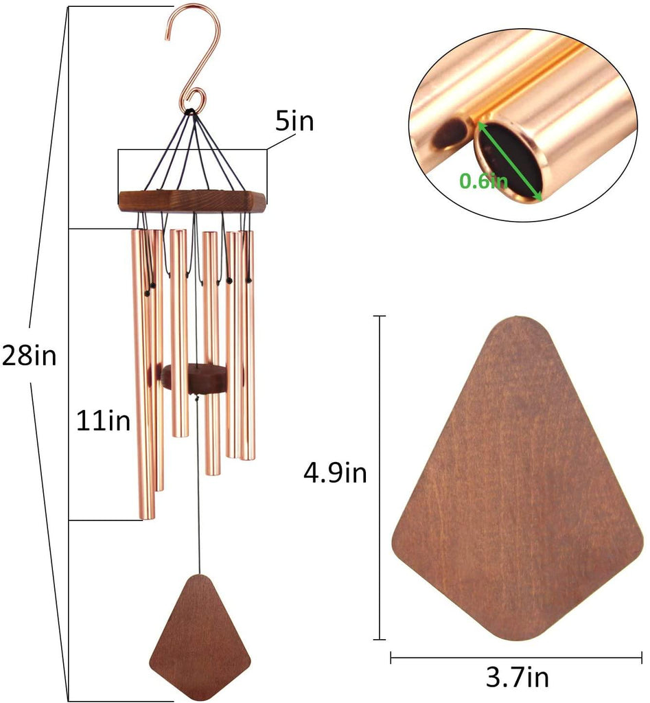 Beech Wood Series Wind Chimes- 24/28/36/42 Inch Rose Gold