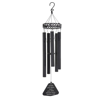 Hollowed-out Series Wind Chimes - Memorial Letter 30 Inch 5 Tubes, Black