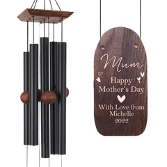 Personalized Mother's Day Wind Chimes-36/48 Inch, 5 Tubes, Black/Bronze-Double Tails Style, Daisy Style