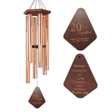Personalized Anniversary Wind Chimes-30/36 Inch, 6 Tubes,Rose Gold/Silver-Wedding Anniversary Gift