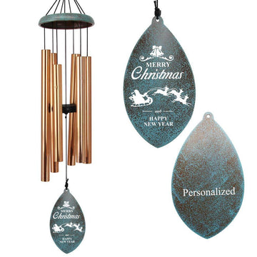 Personalized Christmas Wind Chimes 2021-35 Inches,6 Tubes,Gold-Custom Xmas Ornament Decoration