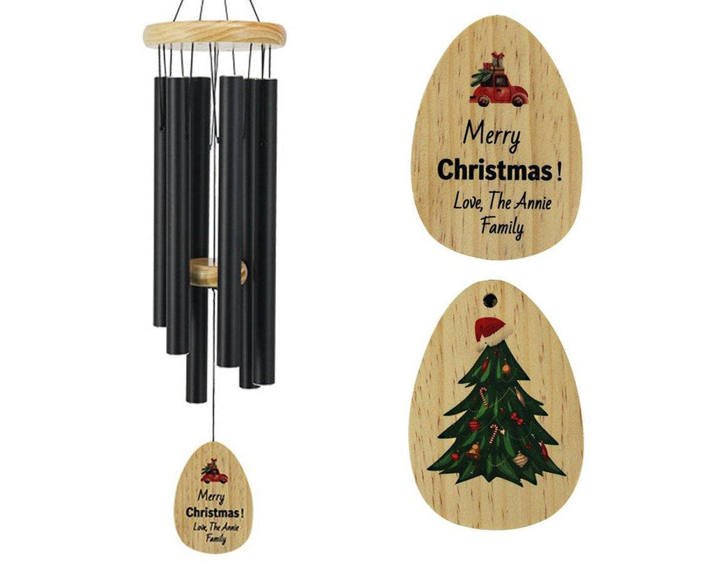 Personalized Christmas Wind Chimes-30 Inch, 6 Tubes, Black&amp;Red-Christmas Gift Choice