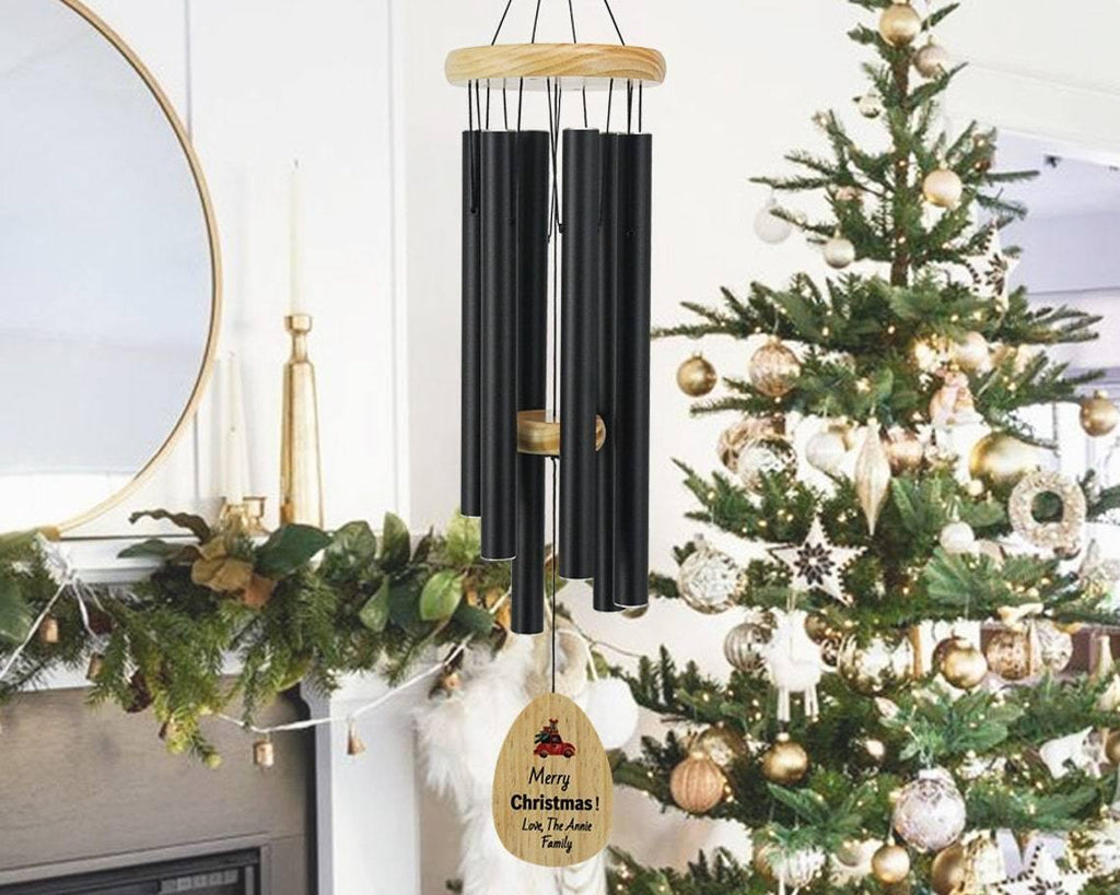 Personalized Christmas Wind Chimes-30 Inch, 6 Tubes, Black&amp;Red-Christmas Gift Choice