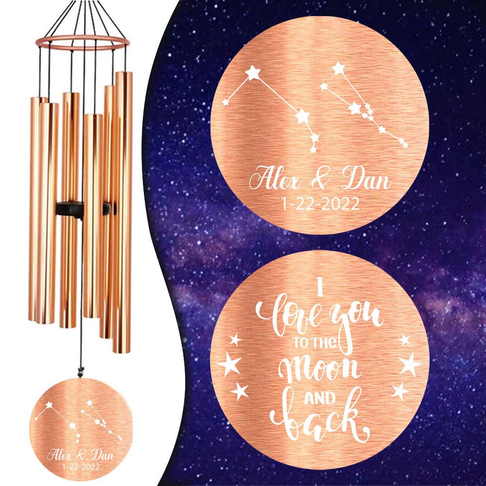 Personalized Constellation Wind Chimes-36 Inch, 6 Tubes, Rose Gold-Zodiac Star Sign - Astarin