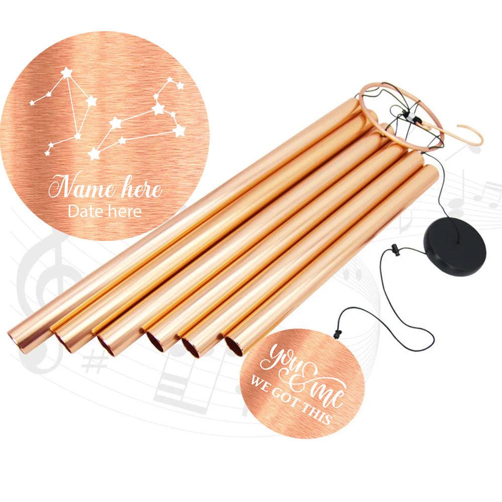 Personalized Christmas Wind Chimes-36 inch, 6 Tubes, Rose Gold-Christmas Gifts, Custom Name