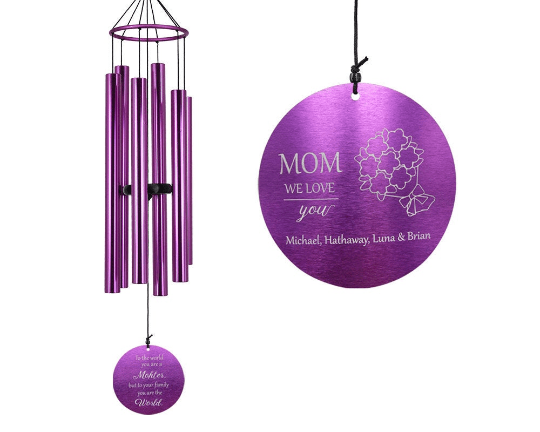Personalized Gift Wind Chimes-36 Inch, 6 Tubes, Purple-Metal Ring Series, Gift For Mom