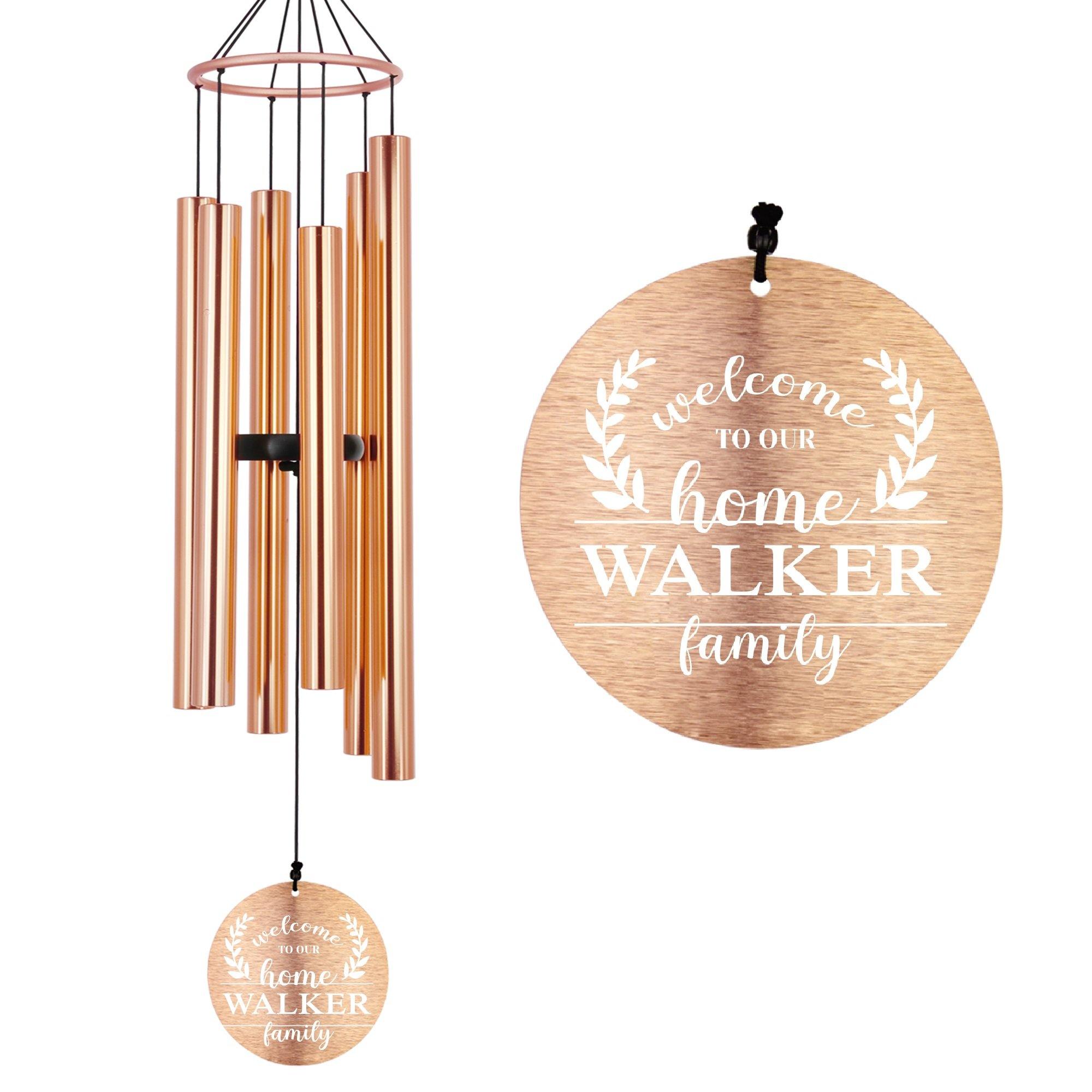 Personalized Gift Wind Chimes-36/45 Inch, 6 Tubes, Rose Gold-Housewarming Gift