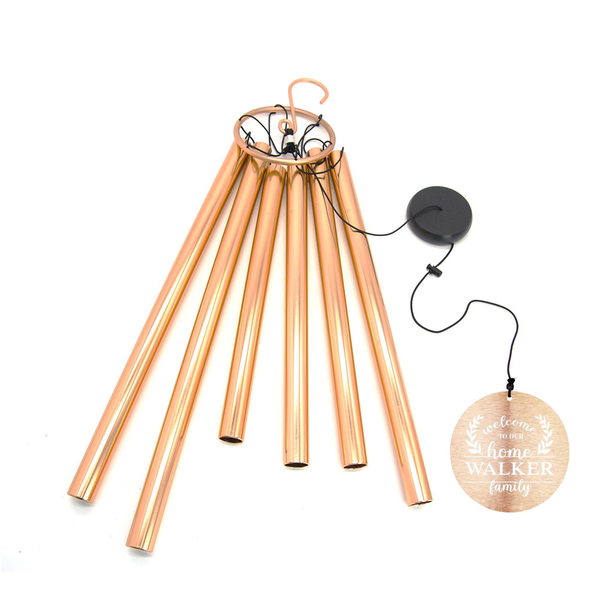 Personalized Gift Wind Chimes-36/45 Inch, 6 Tubes, Rose Gold-Housewarming Gift
