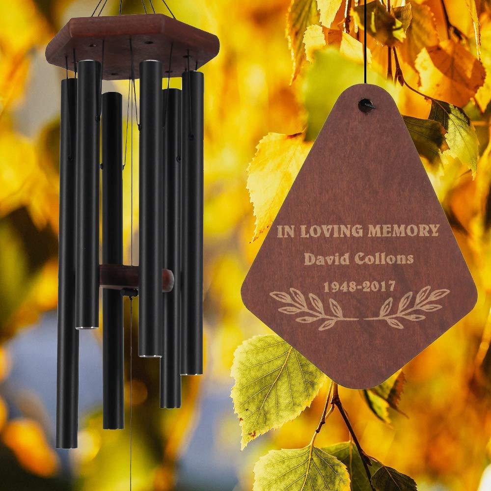 Personalized Memorial Wind Chimes-30/44 Inch, 6 Tubes, 5 Colors-Beach Wood Series