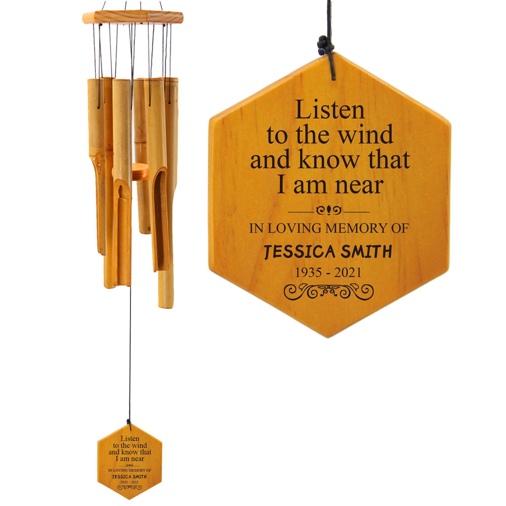 Personalized Memorial Wind Chimes-30 Inch, 6 Tubes-Bamboo Series