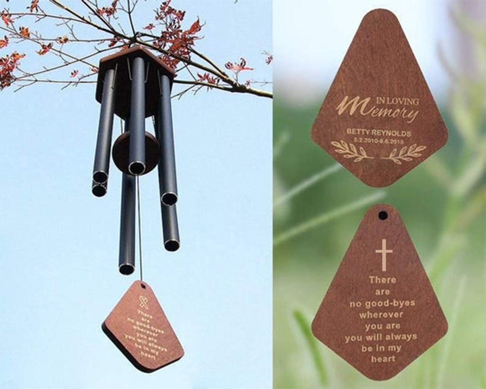 Personalized Memorial Wind chimes- 30/36 Inch, 6 Tubes, Black-Beach Wood Series - Astarin