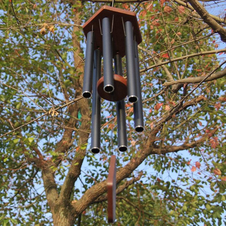 Personalized Memorial Wind chimes- 30/36 Inch, 6 Tubes, Black-Beach Wood Series - Astarin