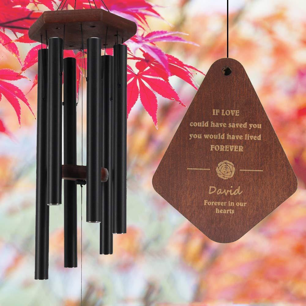 Personalized Memorial Wind Chimes-30/44 Inch, 6 Tubes, 5 Colors-Beach Wood Series
