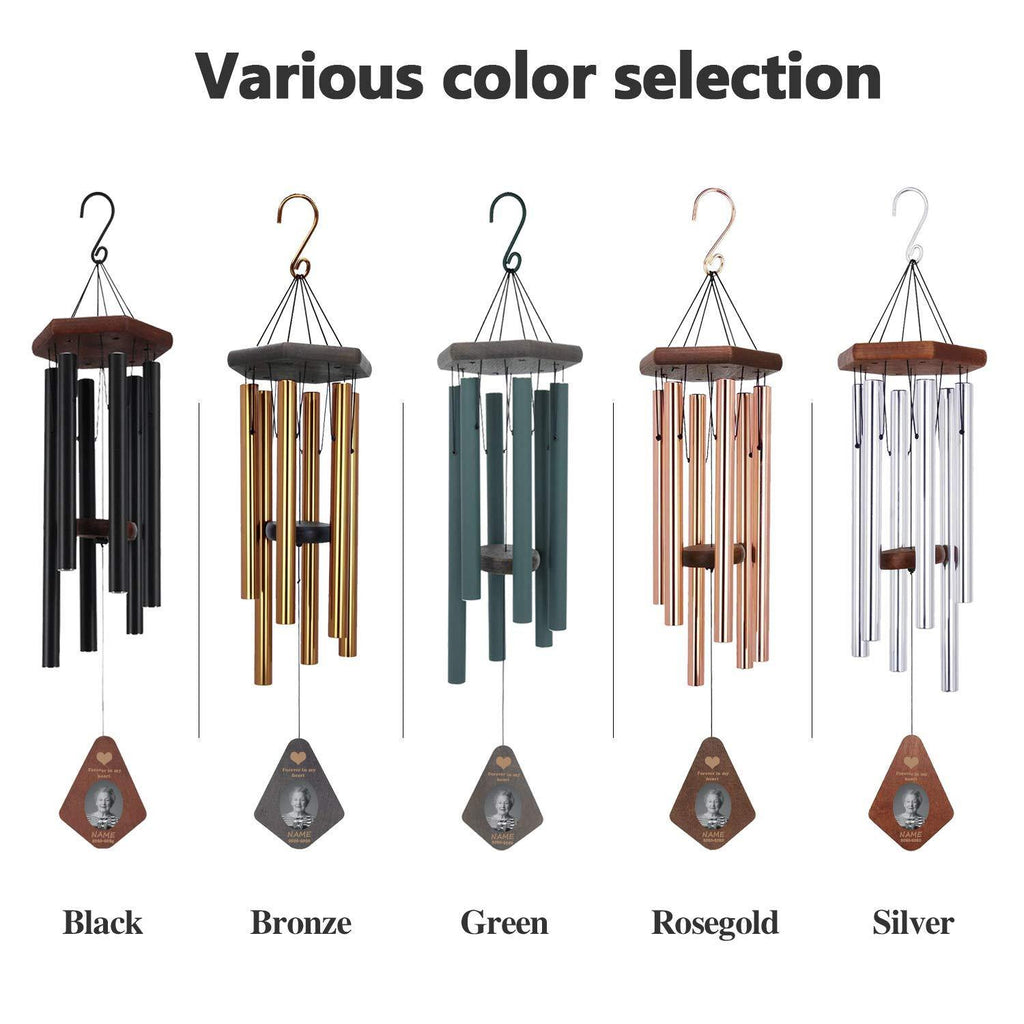 Personalized Memorial Wind Chimes-30/44 Inch, 6 Tubes, 5 Colors-Beach Wood Series,Custom Photo