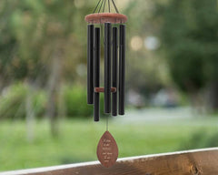 Personalized Memorial Wind Chimes-36 Inch, 5 Tubes, Black-Beech Wood Leaf