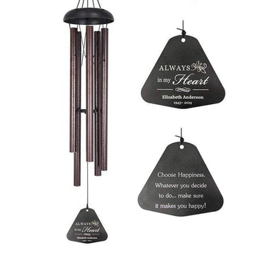 Personalized Memorial Wind Chimes-36 Inch, 5 Tubes, Bronze-Mini Metal Series, Design A