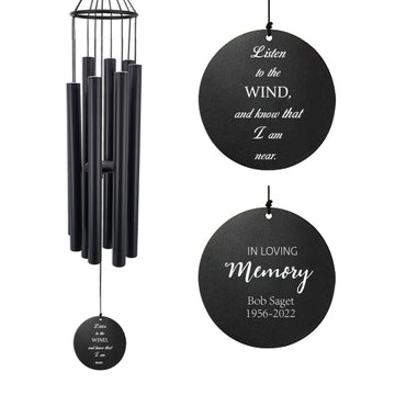 Personalized Memorial Wind Chimes-36 Inch, 6 Tubes, Black-In loving memory - Astarin