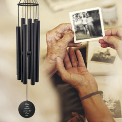 Personalized Memorial Wind Chimes-36 Inch, 6 Tubes, Black-In loving memory - Astarin
