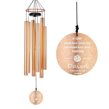 Personalized Memorial Wind Chimes-36 Inch, 6 Tubes, Rose Gold-Metal Ring Series, Design C