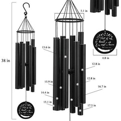 Personalized Memorial Wind Chimes-36 Inch, 8 Tubes, Black-Metal - Astarin