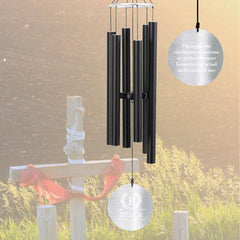 Personalized Memorial Wind Chimes-36/45 Inch, 6 Tubes, Black-Metal Ring Series, Design B