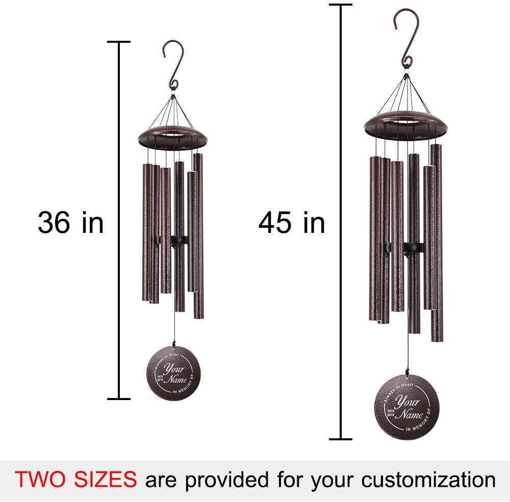 Personalized Memorial Wind Chimes-36/45 Inch, 6 Tubes, Bronze-Full Metal Series