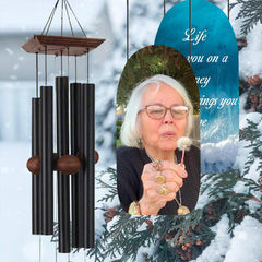 Personalized Memorial Wind Chimes-36/48 In, 5 Tubes, Black/Bronze-Custom Photo
