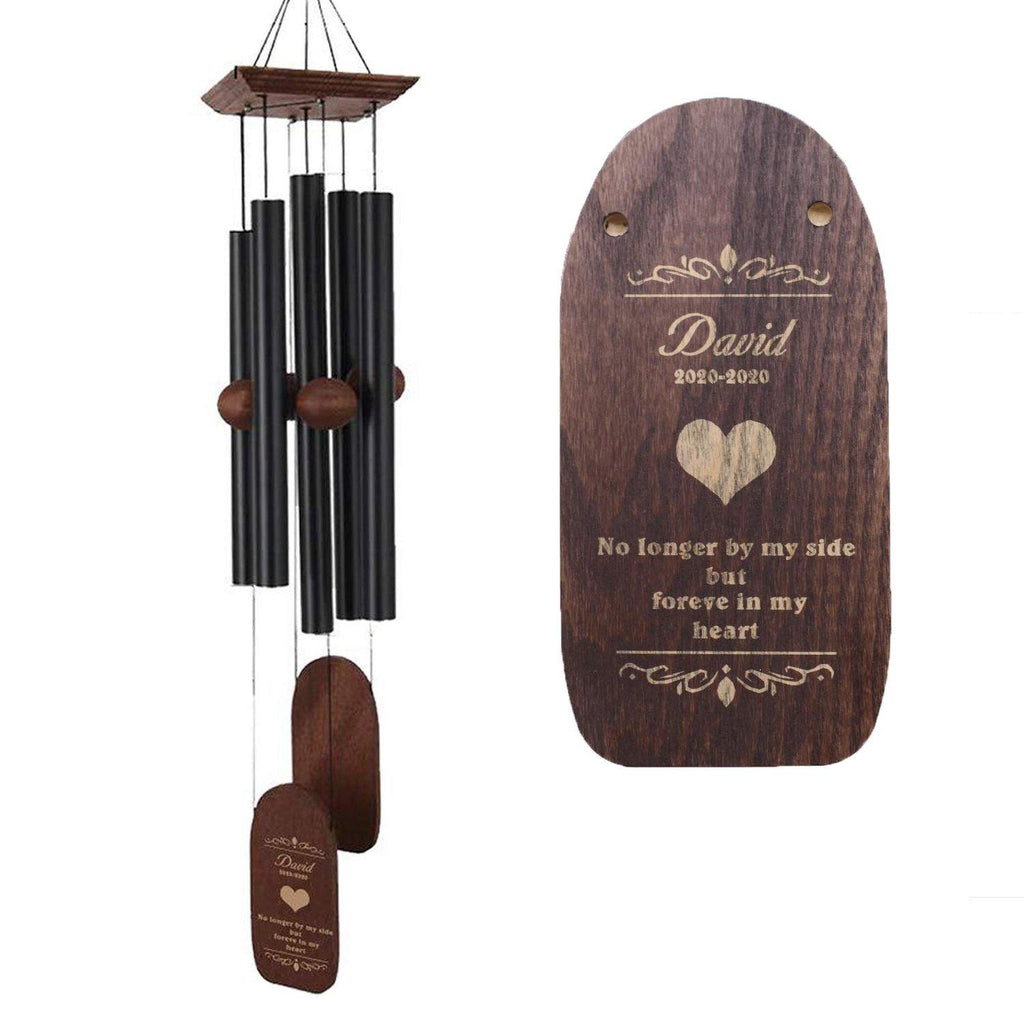 Personalized Memorial Wind Chimes-36/48 Inch, 5 Tubes, Black/Bronze-Double Tails Style