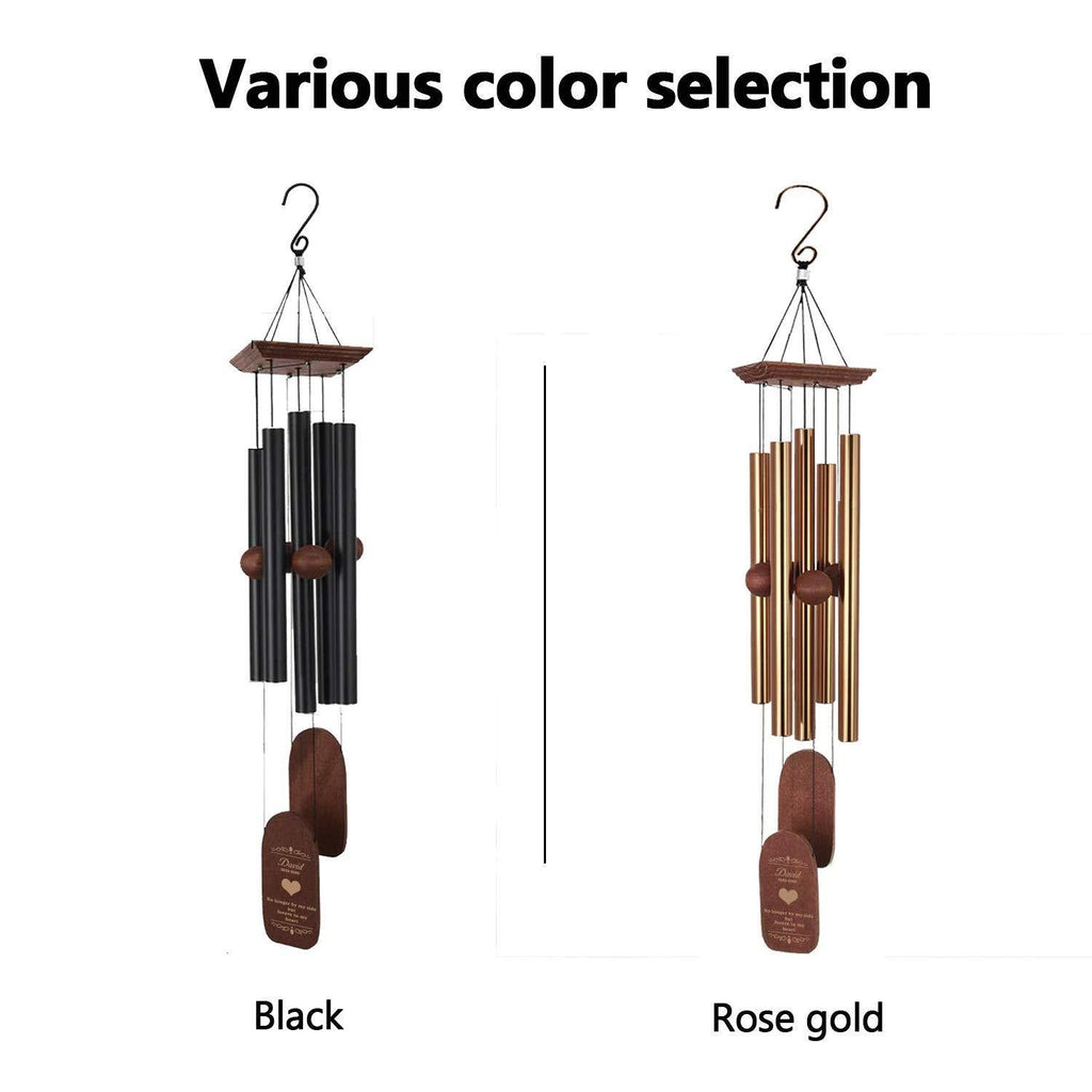 Personalized Memorial Wind Chimes-36/48 Inch, 5 Tubes, Black/Bronze-Double Tails Style