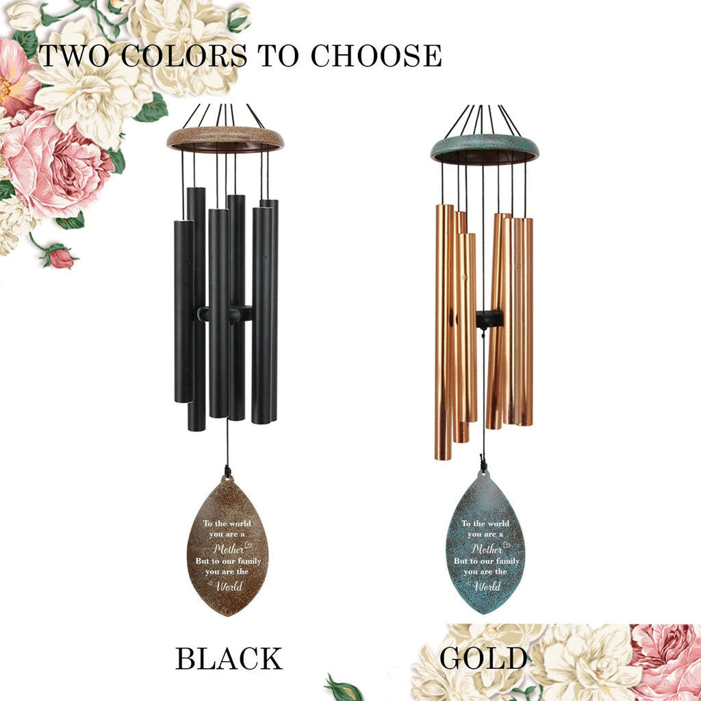 Personalized Mother's Day Gift Wind Chimes -35 inch, 6 Tubes, Golden/Black-You are the World - Astarin