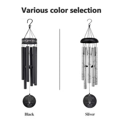 Personalized Pet Memorial Wind Chimes-30 Inch, 5 Tubes, Black/Silver-Design A
