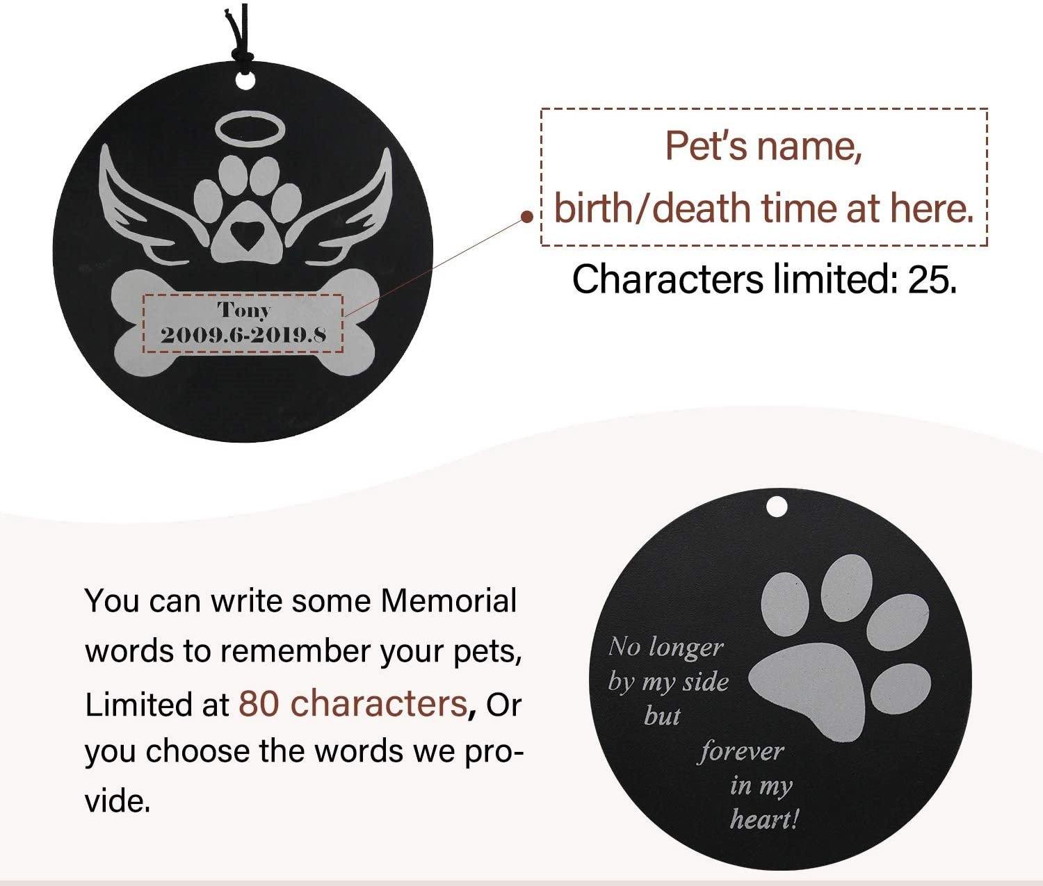 Personalized Pet Memorial Wind Chimes-30 Inch, 5 Tubes, Silver-Design B