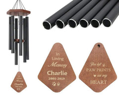 Personalized Pet Memorial Wind Chimes-30 Inch, 6 Tubes, 5 Colors-Beach Wood Series