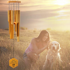 Personalized Pet Memorial Wind Chimes-30 Inch, 6 Tubes-Bamboo Series