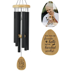 Personalized Pet Memorial Wind Chimes-30 Inch, 6 Tubes, Black/Red-Pine Wood Series