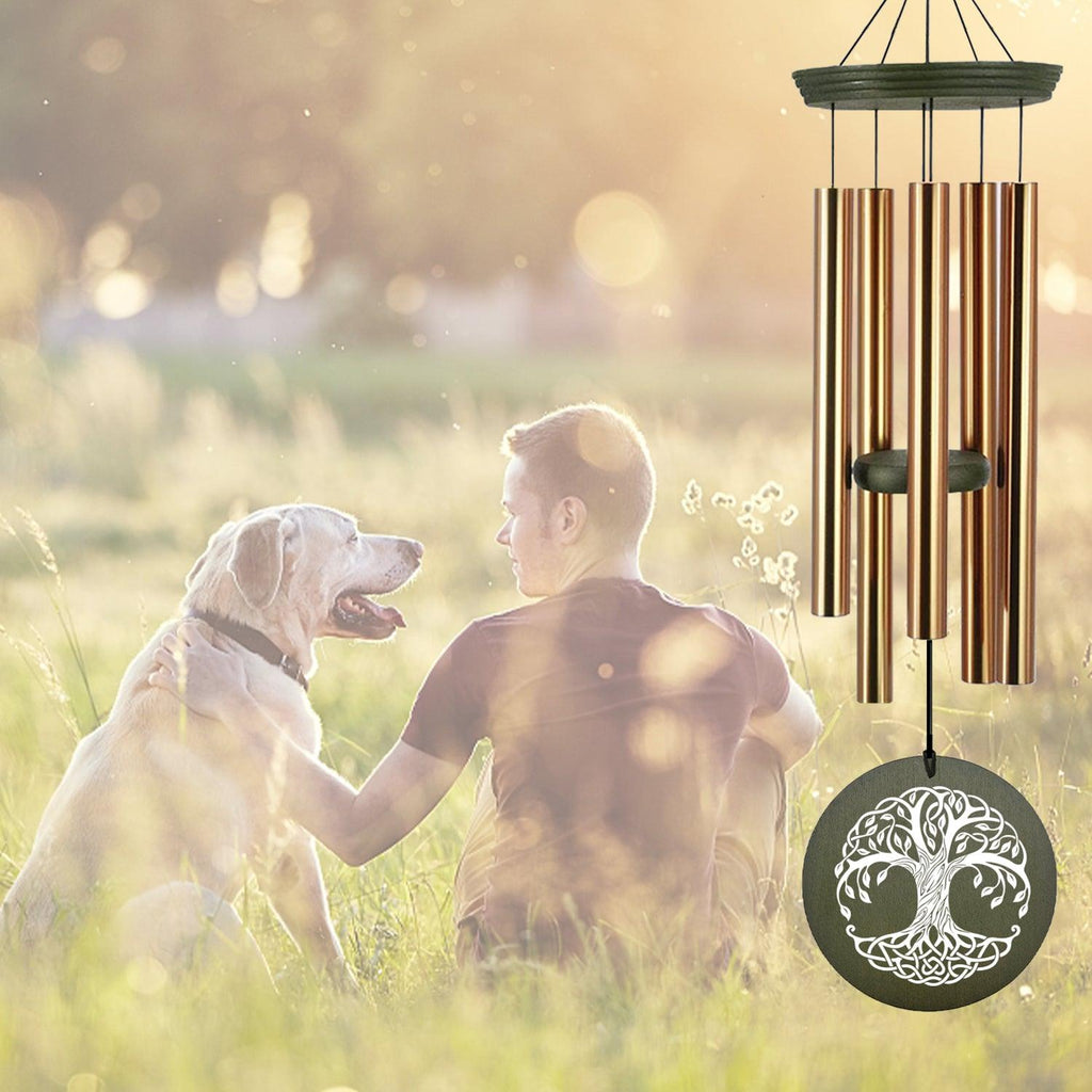 Personalized Pet Memorial Wind Chimes-36 Inch, 5 Tubes, Gold-In Loving Memory - Astarin