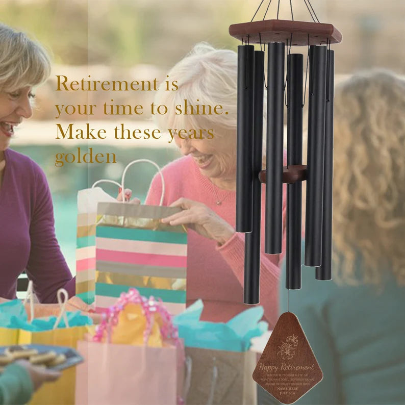 Personalized Retirement Gift Wind Chimes -24/30/36/44 inches, 6 Tubes, 5 Colors-Gift For Coworker, Boss - Astarin