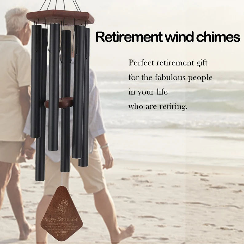Personalized Retirement Gift Wind Chimes -24/30/36/44 inches, 6 Tubes, 5 Colors-Gift For Coworker, Boss - Astarin