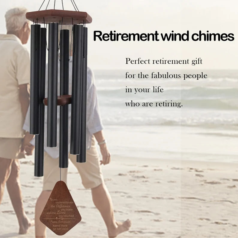 Personalized Retirement Gift Wind Chimes -24/30/36/44 inches, 6 Tubes, 5 Colors-Gift For Teacher - Astarin