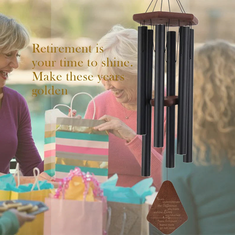 Personalized Retirement Gift Wind Chimes -24/30/36/44 inches, 6 Tubes, 5 Colors-Gift For Teacher - Astarin
