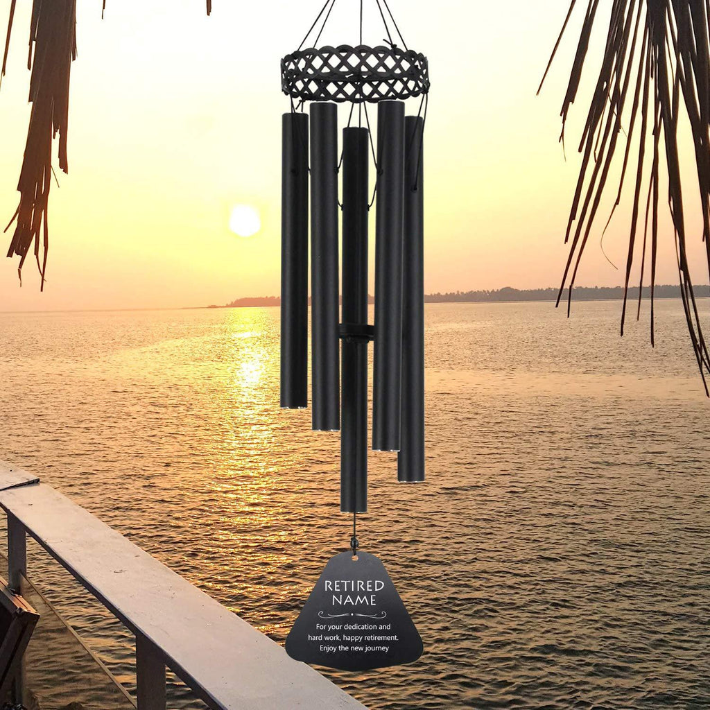 Personalized Retirement Gift Wind Chimes-30 Inch, 6 Tubes-Hollowed-out Metal Design